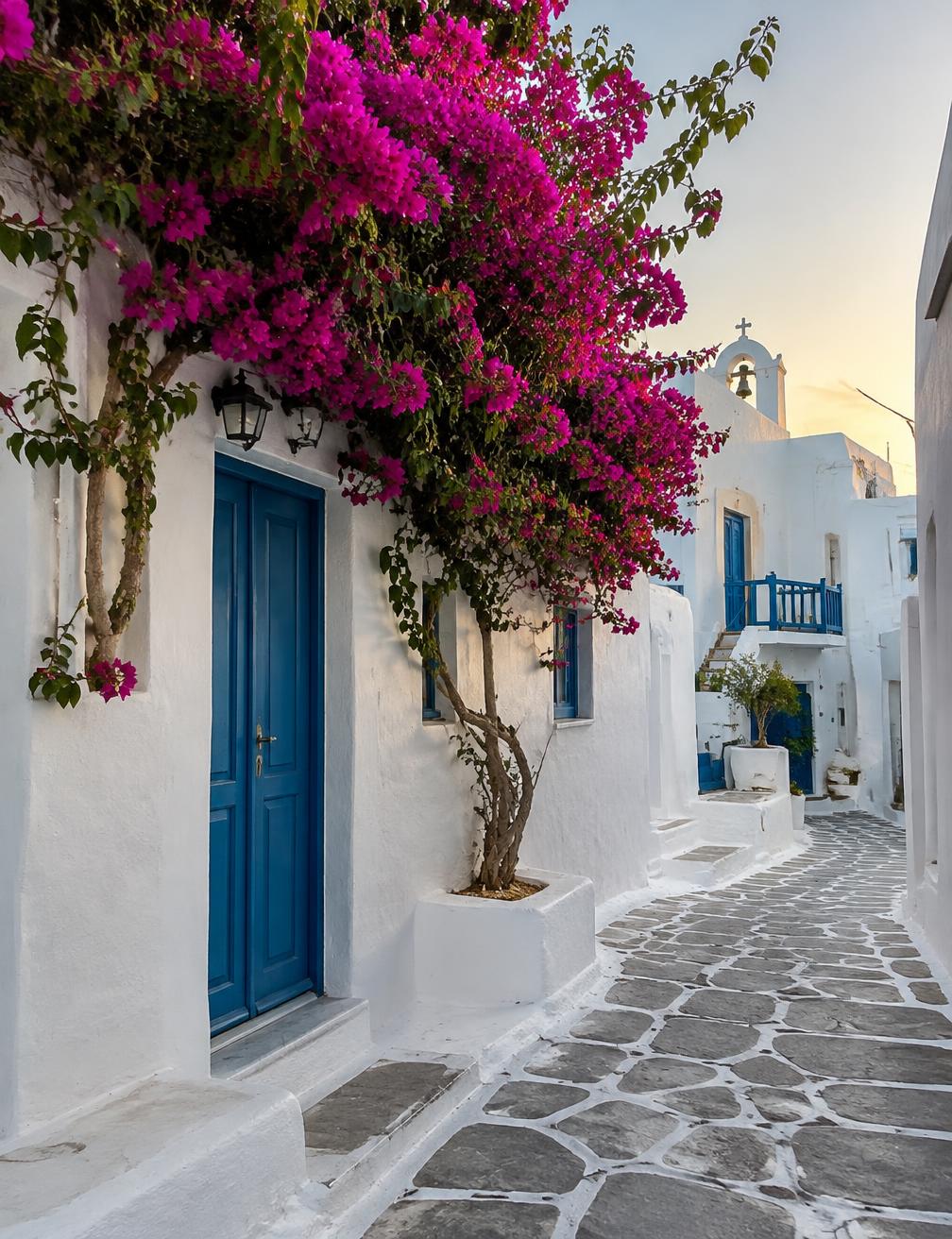 A whitewashed lane in Mykonos Chora