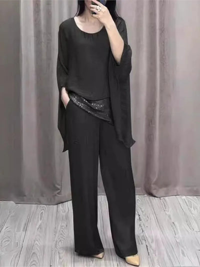 Nora | Fall Patchwork Sequin Outfit & Long Pant Set