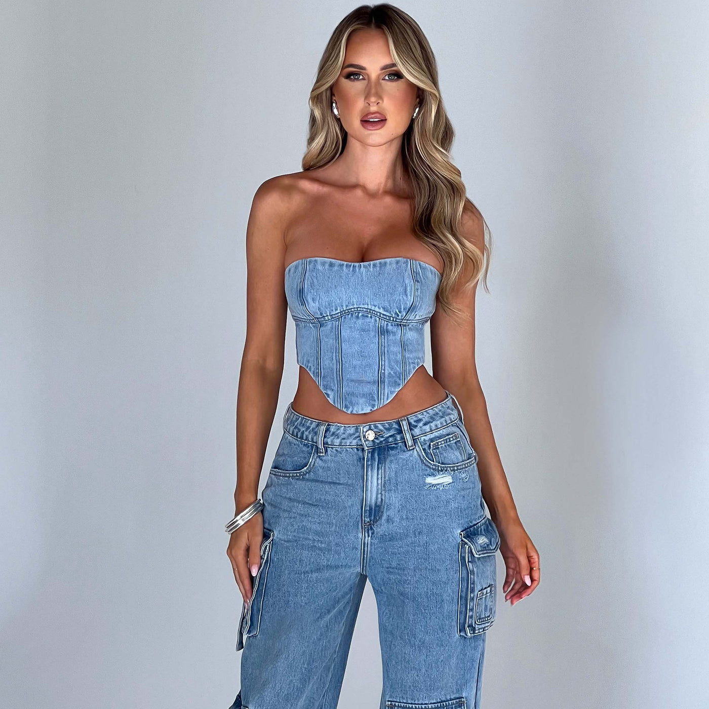 Cargo Blue Jean Set