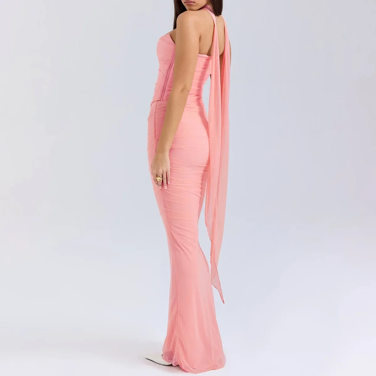 Cindy | Elegant 2 Pieces Dress Set with Scarf