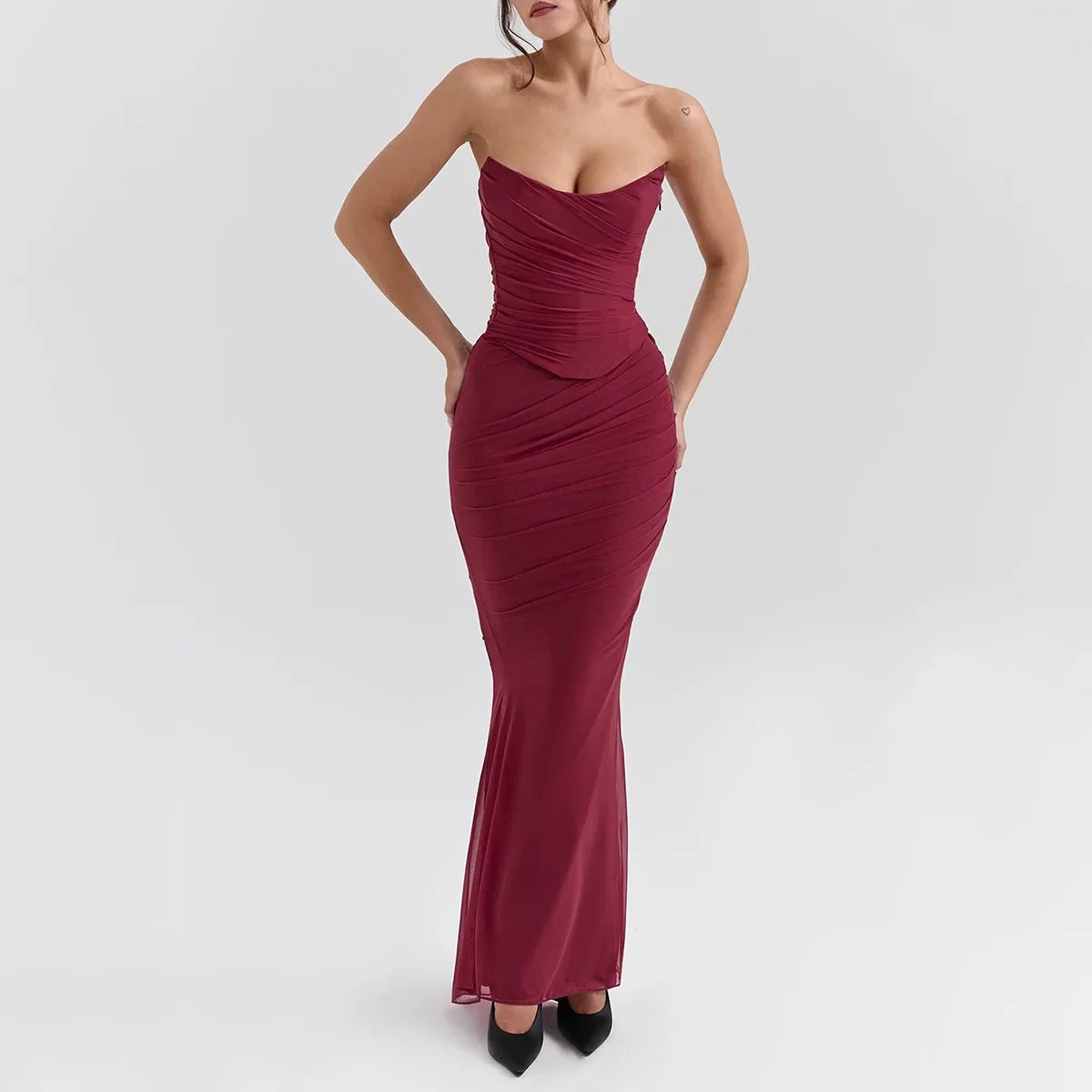 Cindy | Elegant 2 Pieces Dress Set with Scarf
