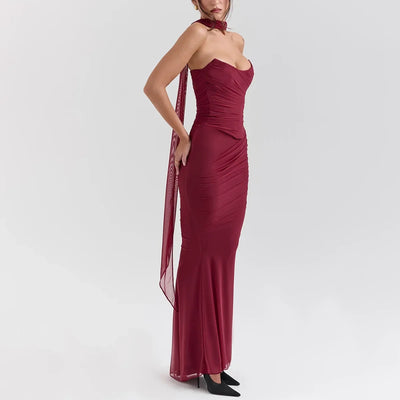 Cindy | Elegant 2 Pieces Dress Set with Scarf
