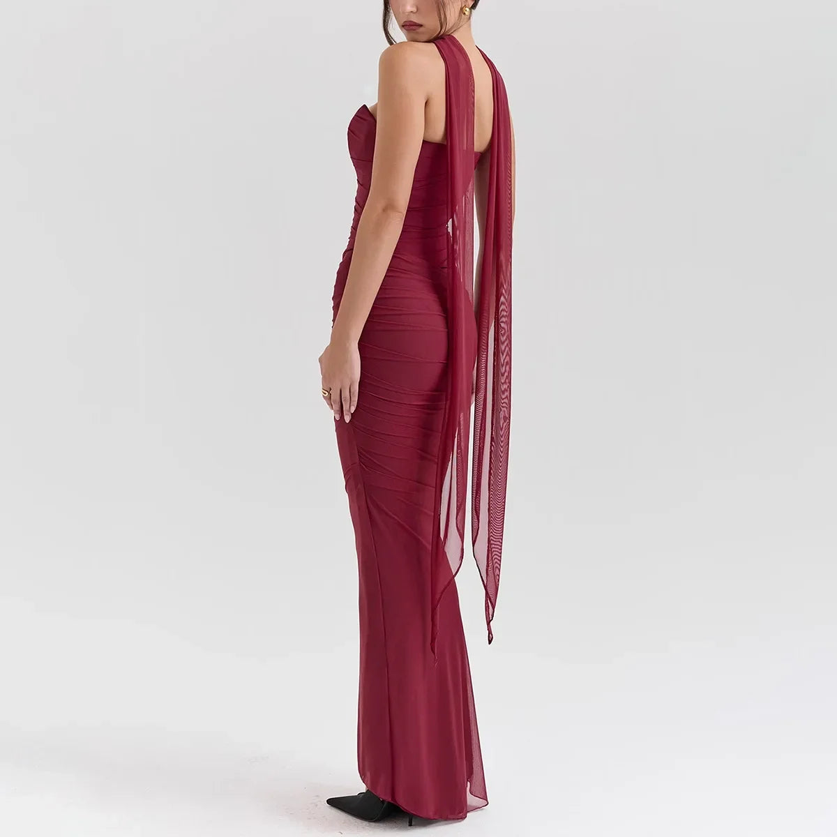 Cindy | Elegant 2 Pieces Dress Set with Scarf
