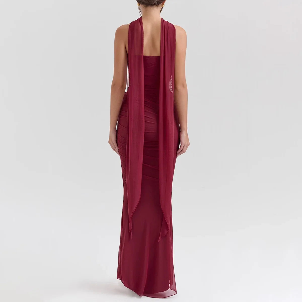 Cindy | Elegant 2 Pieces Dress Set with Scarf