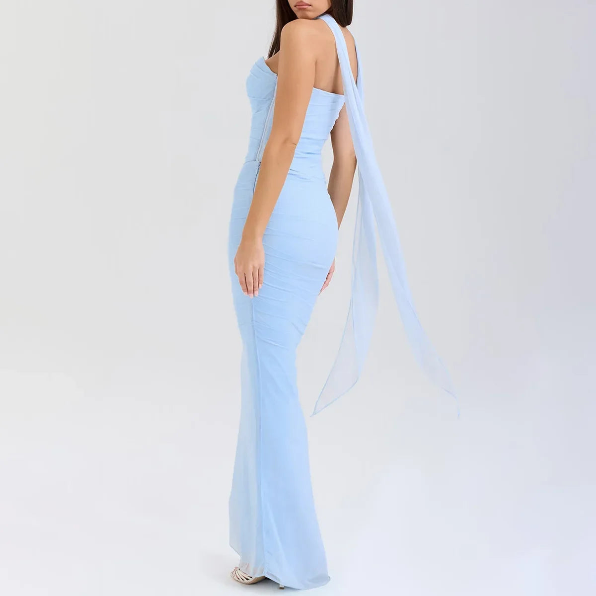 Cindy | Elegant 2 Pieces Dress Set with Scarf