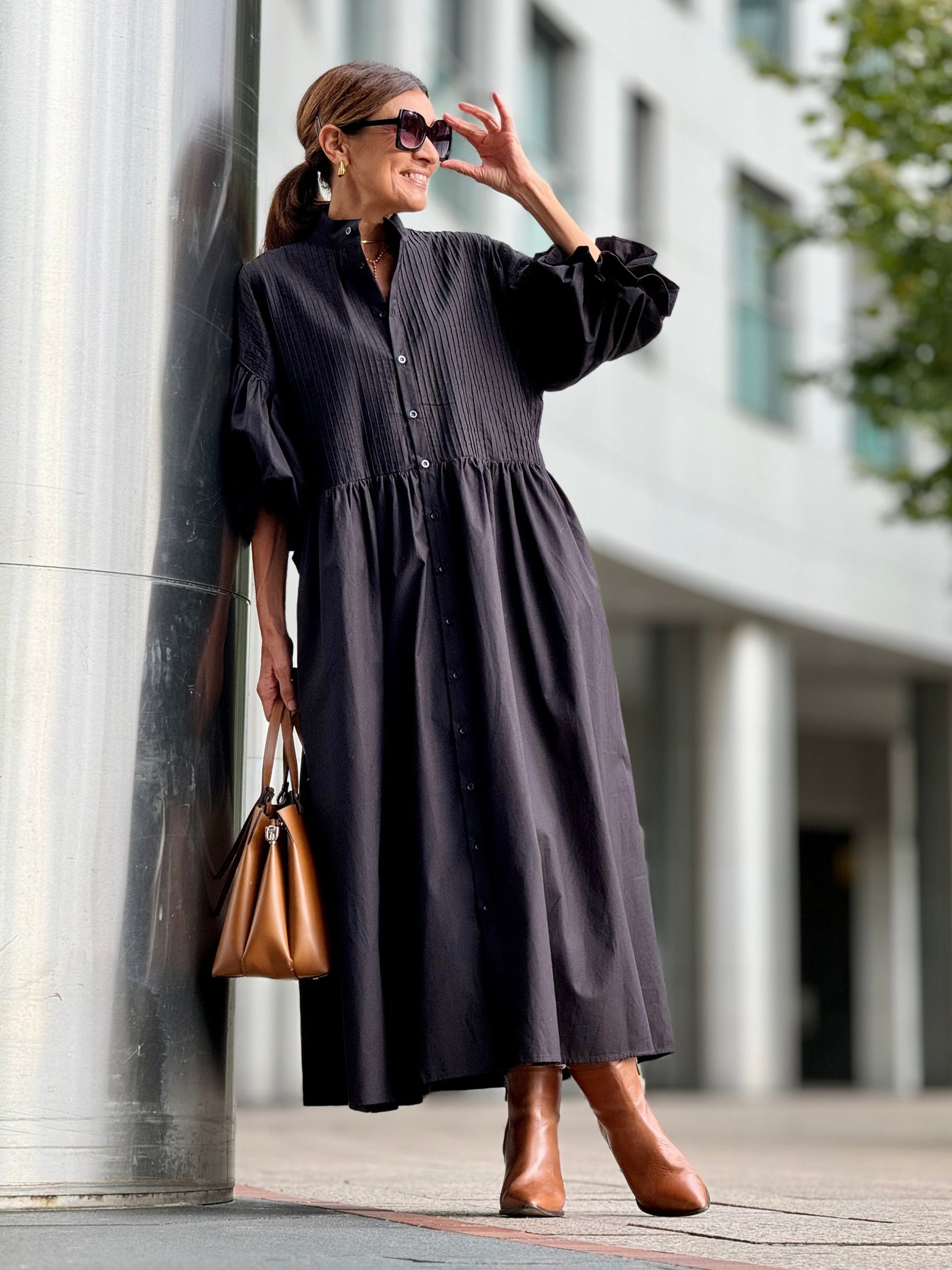 Harlow | Elegant Cotton Lantern Sleeve Maxi Dresses