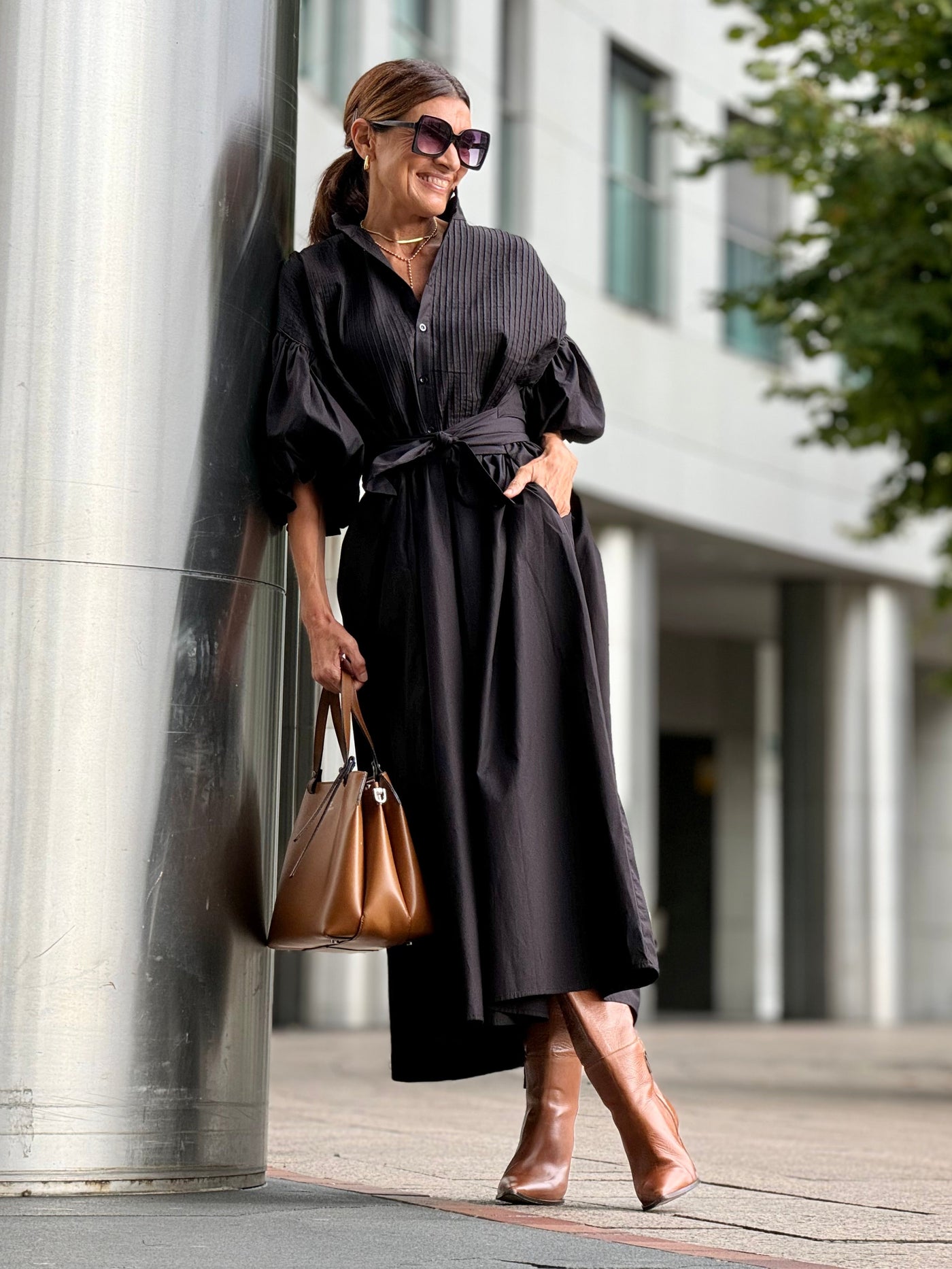 Harlow | Elegant Cotton Lantern Sleeve Maxi Dresses