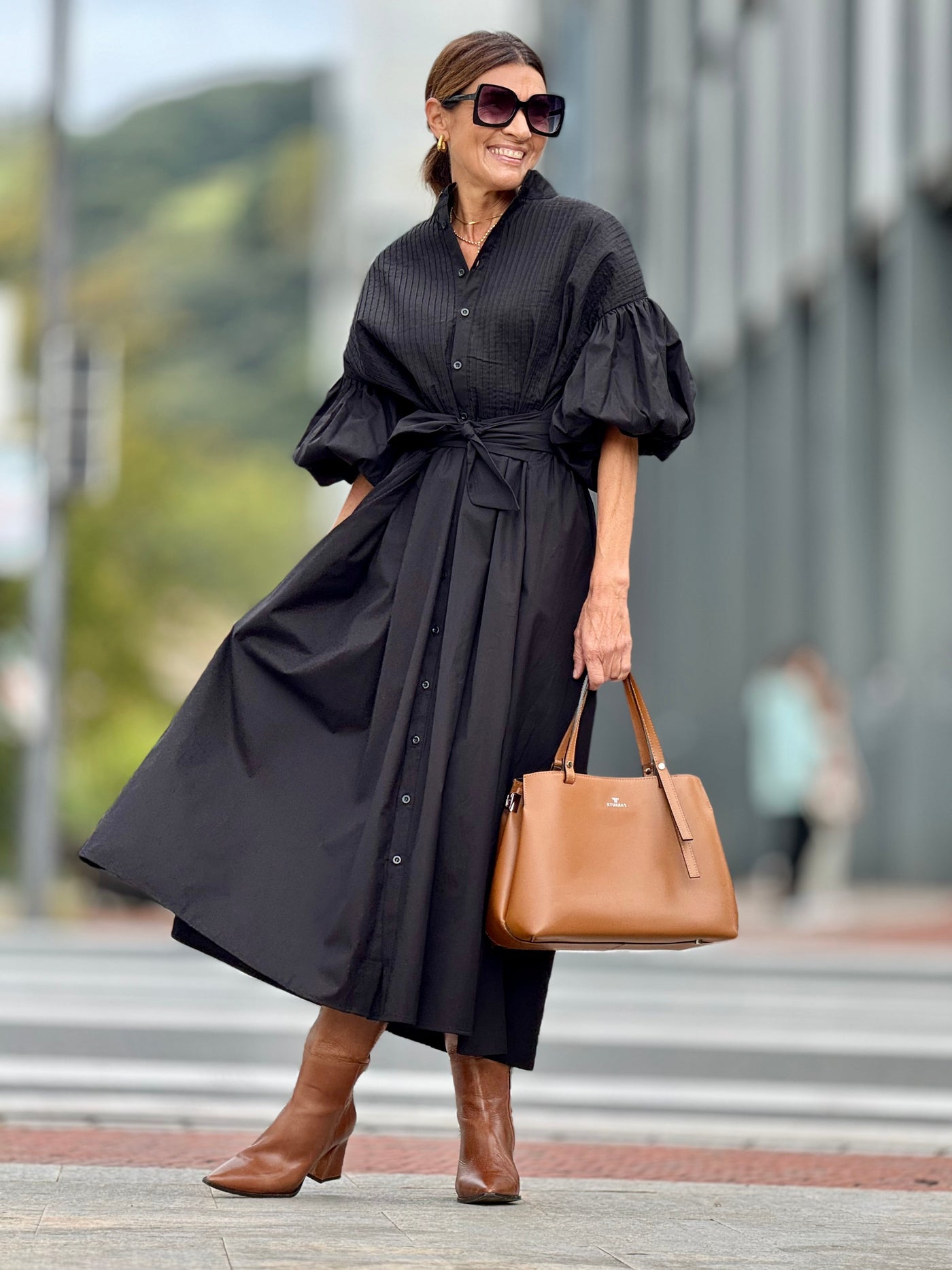 Harlow | Elegant Cotton Lantern Sleeve Maxi Dresses