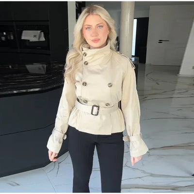 Rosalie | Elegant Short Belt Trench Coat