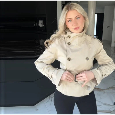 Rosalie | Elegant Short Belt Trench Coat