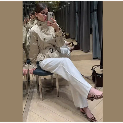 Rosalie | Elegant Short Belt Trench Coat