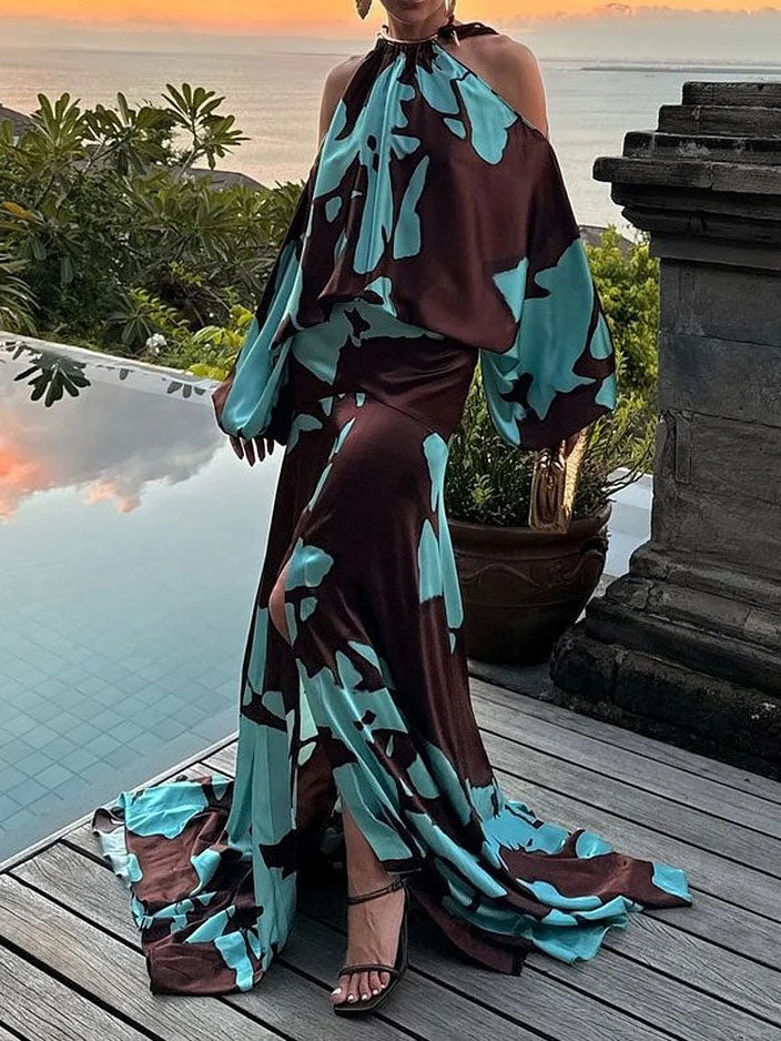 Victoria | Elegant Abstract Design Maxi Dress