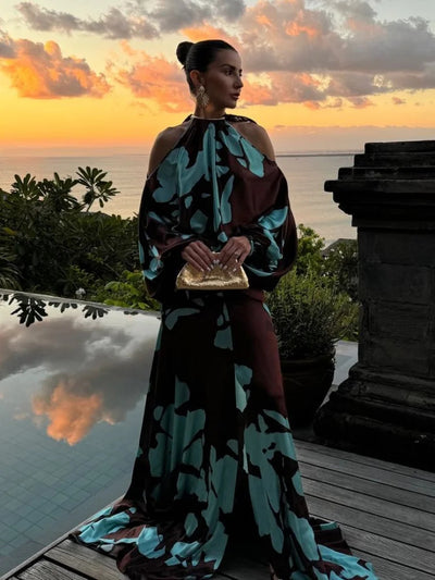 Victoria | Elegant Abstract Design Maxi Dress