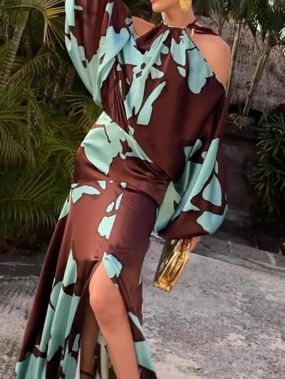 Victoria | Elegant Abstract Design Maxi Dress