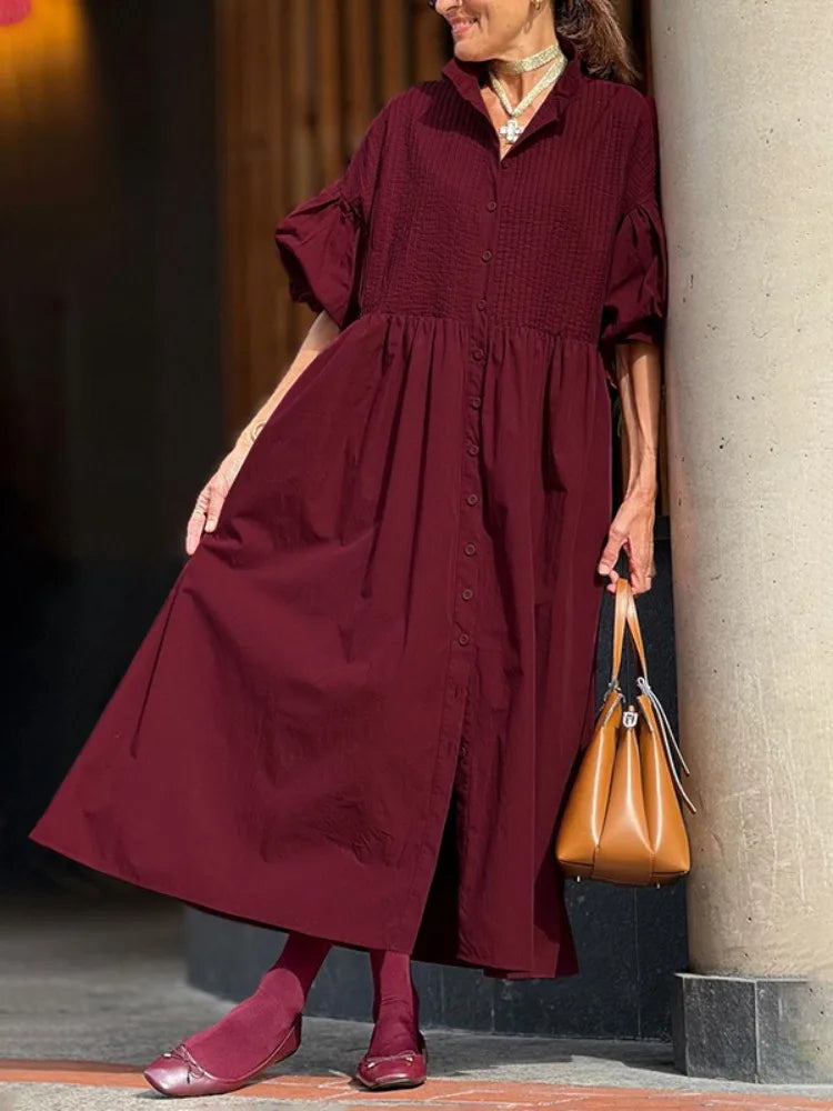 Harlow | Elegant Cotton Lantern Sleeve Maxi Dresses