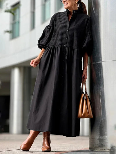 Harlow | Elegant Cotton Lantern Sleeve Maxi Dresses