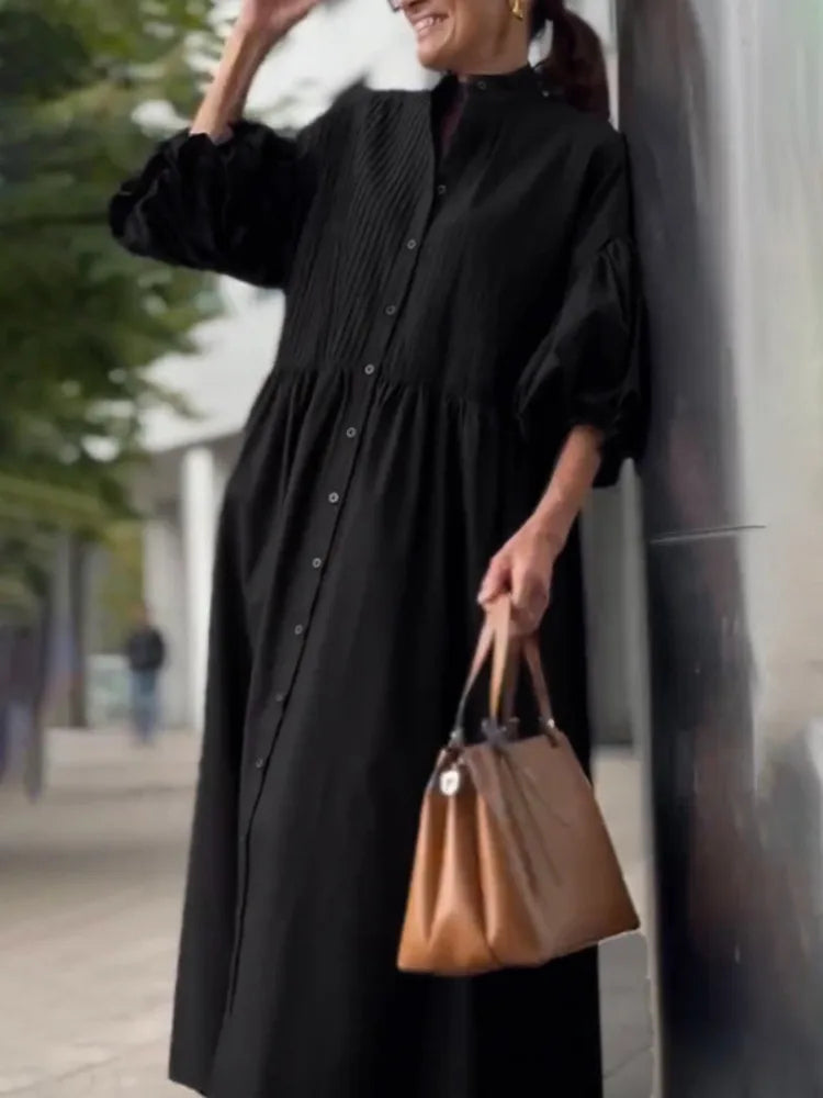 Harlow | Elegant Cotton Lantern Sleeve Maxi Dresses