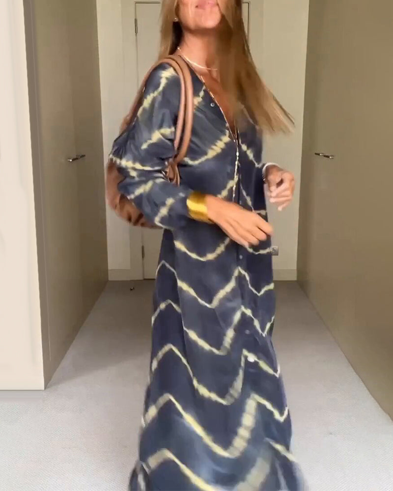 Elegant Loose V-Neck Maxi Dress 
