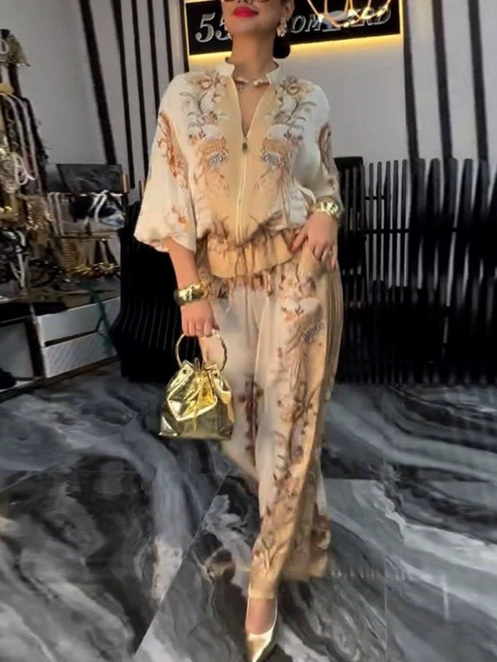 Elegant Printed Two-piece Set
