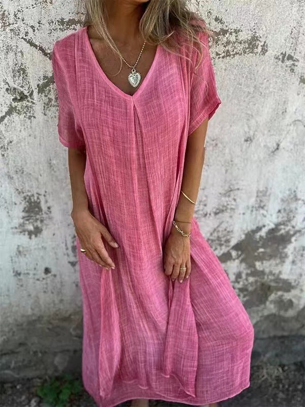 Elegant V-neck midi dress