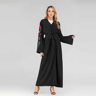 Embroidery Slim Long Sleeve Dress