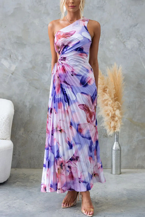 Floral One-Shoulder Maxi Dress