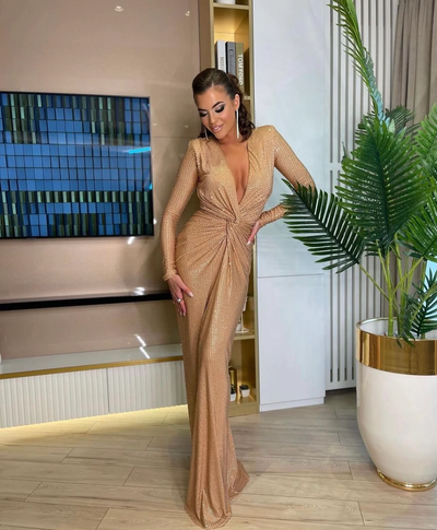 Scarlett | Glamour Maxi Dress - Gold