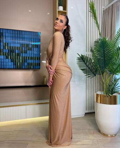 Scarlett | Glamour Maxi Dress - Gold