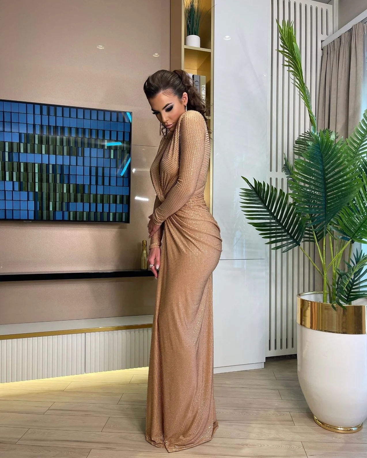 Scarlett | Glamour Maxi Dress - Gold