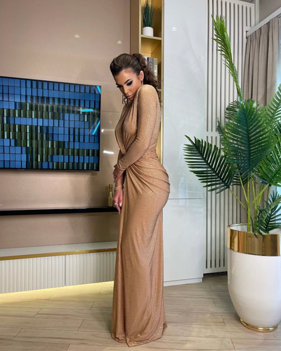 Scarlett | Glamour Maxi Dress - Gold