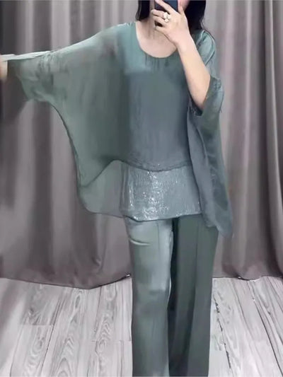 Nora | Fall Patchwork Sequin Outfit & Long Pant Set