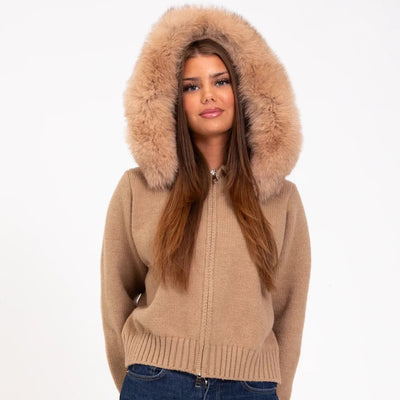 Megiste |  Knitted Jacket with Natural Fur
