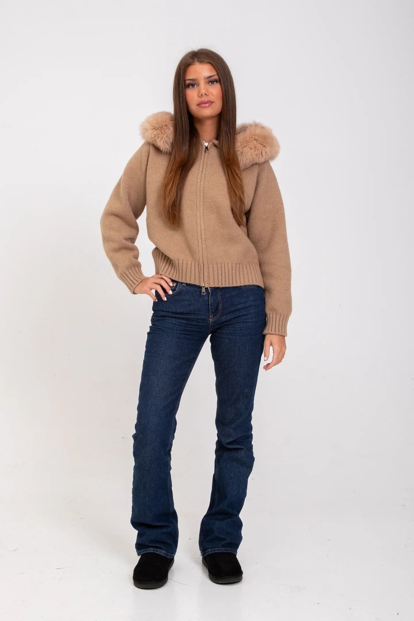 Megiste |  Knitted Jacket with Natural Fur