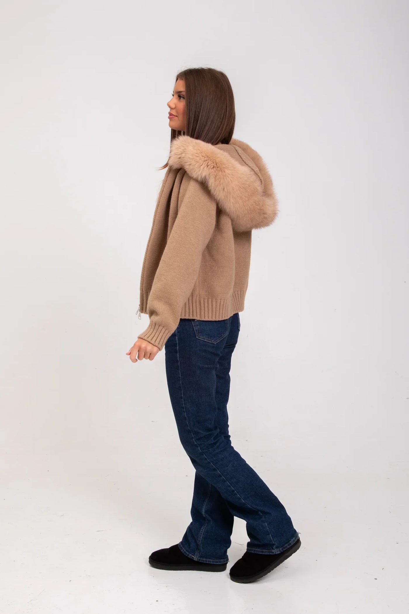 Megiste |  Knitted Jacket with Natural Fur