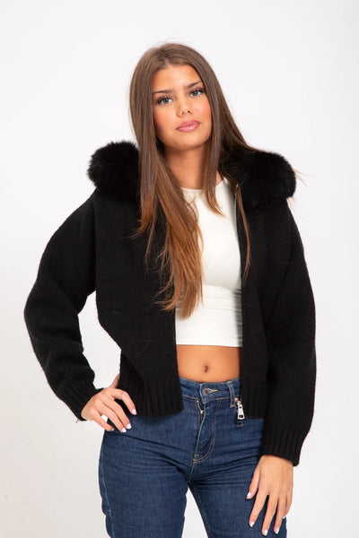 Megiste |  Knitted Jacket with Natural Fur