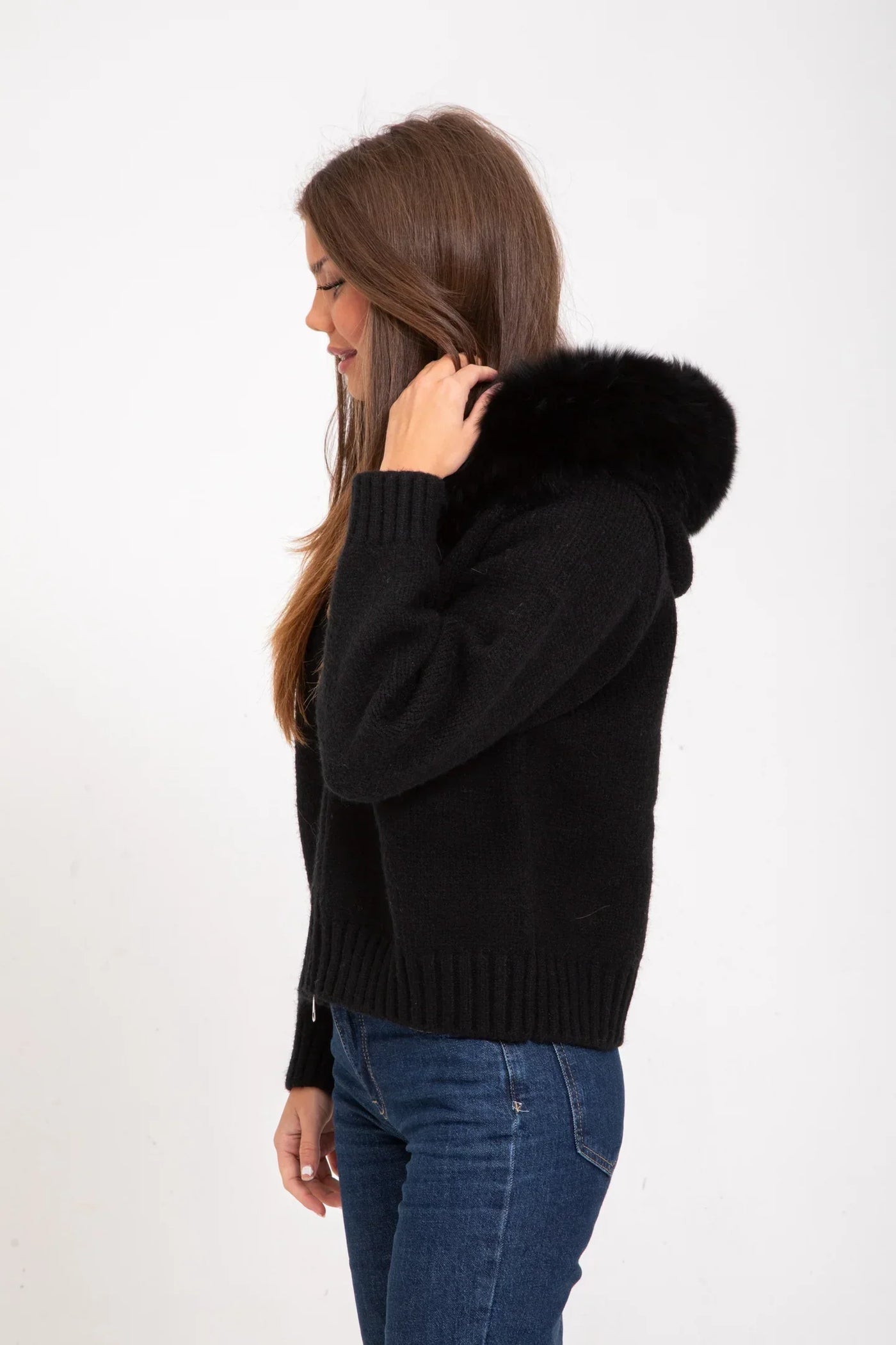 Megiste |  Knitted Jacket with Natural Fur