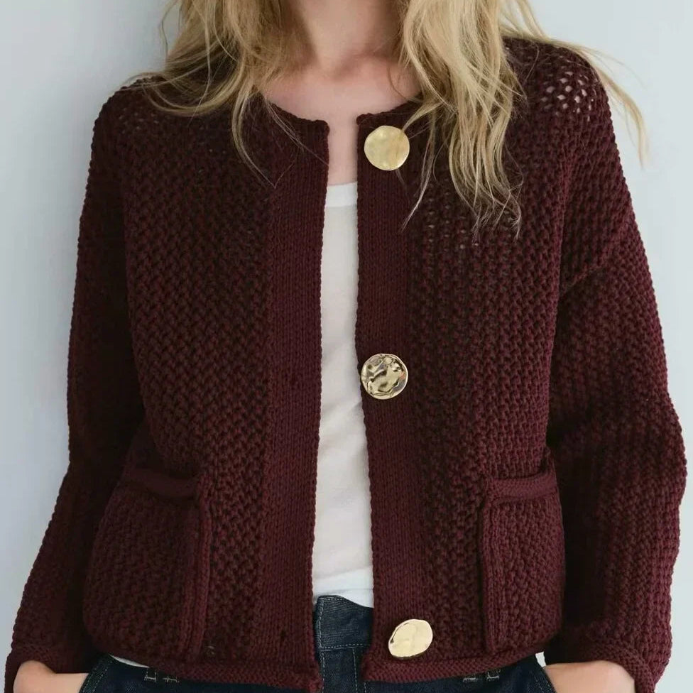 Ladies Cozy Burgundy Cardigan Fashion 