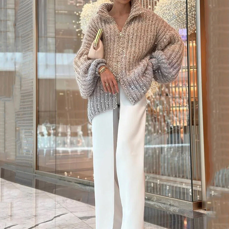 Loose Knitted Cardigan Sweater