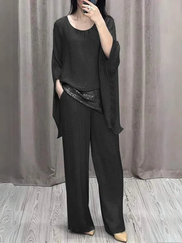 Nora | Fall Patchwork Sequin Outfit & Long Pant Set