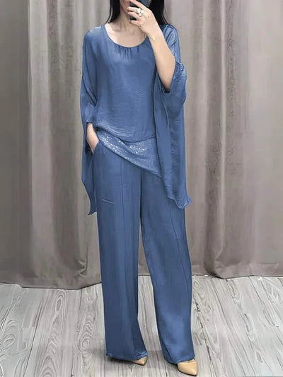 Nora | Fall Patchwork Sequin Outfit & Long Pant Set