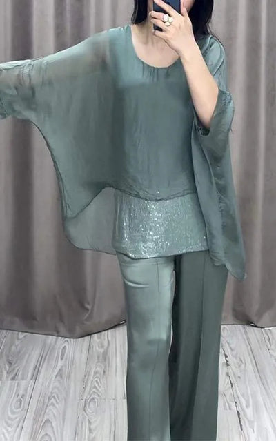 Nora | Fall Patchwork Sequin Outfit & Long Pant Set