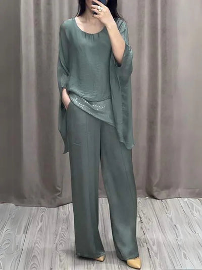 Nora | Fall Patchwork Sequin Outfit & Long Pant Set