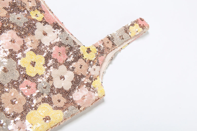 Flora | Slim Square Neck Sequin Dress