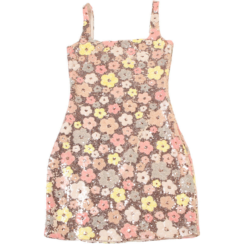 Flora | Slim Square Neck Sequin Dress