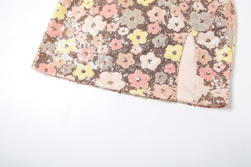 Flora | Slim Square Neck Sequin Dress