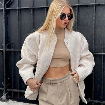 Oversized Wool Blend Jacket Coat 