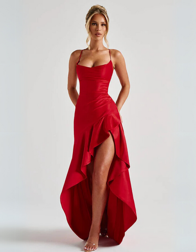 Rosavelle | Draped-Ruffle Maxi Dress