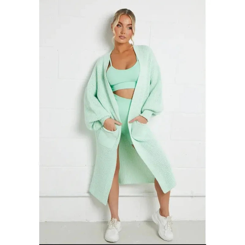 Jaki | Solid Knitted Long Cardigan Casual