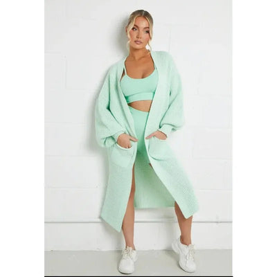 Jaki | Solid Knitted Long Cardigan Casual