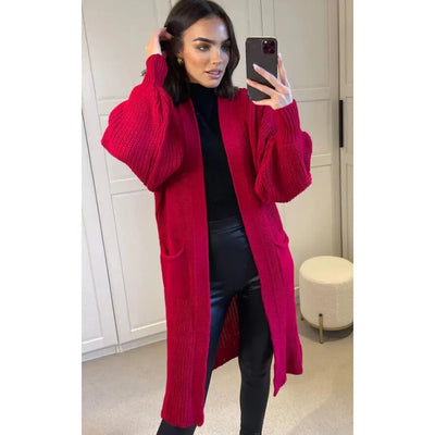 Jaki | Solid Knitted Long Cardigan Casual